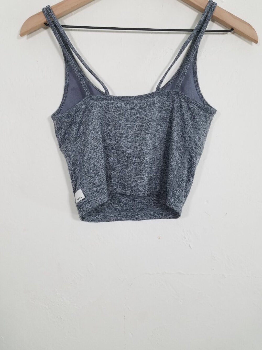 Vuori Halo Performance Crop Top Tank with Built in Bra Header Gray Strappy - Picture 4 of 5
